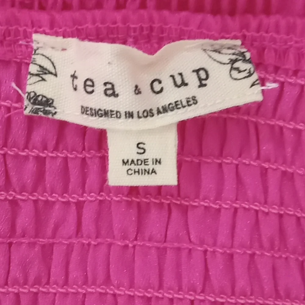 Tea & Cup Hot Pink Tulle Smocked Off Shoulder Top Size Small
